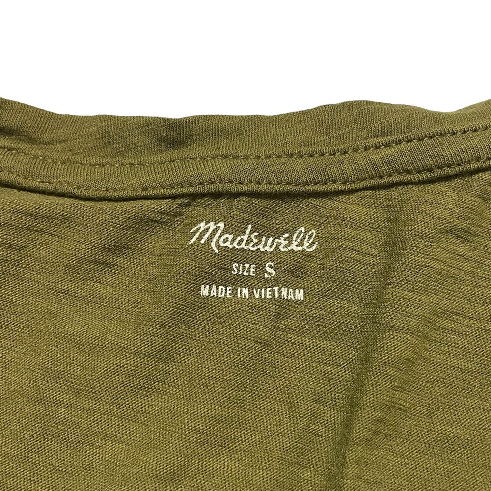 Madewell Solid Green V-Neck Short Sleeve Tee - Picture 4 of 8